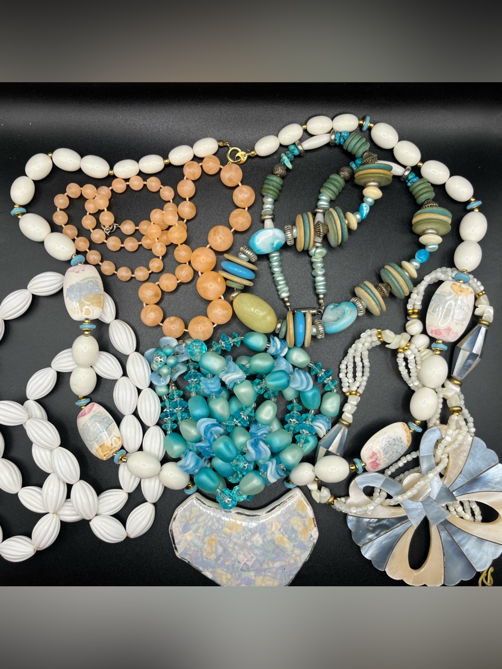 Vintage Handcrafted Big & Gaudy Mixed-Bead Women's Necklaces